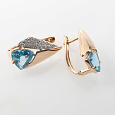 Серьга золото 585, общий вес - 2.63 г, чистый вес - 1.904 г